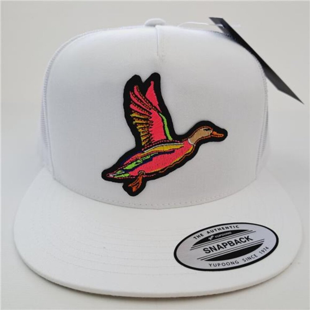 Outdoors Retro Black Pond Duck Hunting Flat Bill Mesh Snapback Embroidered Hat
